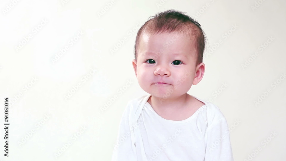 Portrait of an adorable baby sitting up and smiling, isolated on white backgrond Portrait of an adorable baby sitting up and smiling, isolated on white backgrond