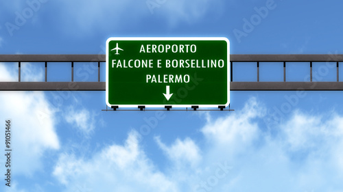 Palermo Italy Airport Highway Road Sign