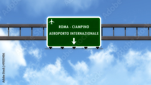 Roma Ciampino Italy Airport Highway Road Sign photo