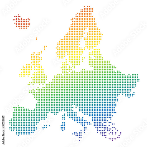 Europa - gepunktet in den Regenbogenfarben