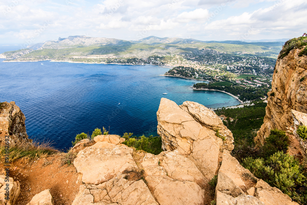 stunning viewpoint from coastal cliff of Cassis Provence France