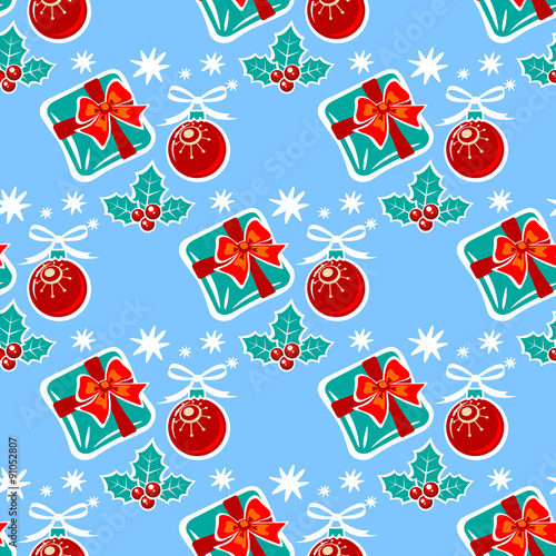 christmas blue seamless pattern