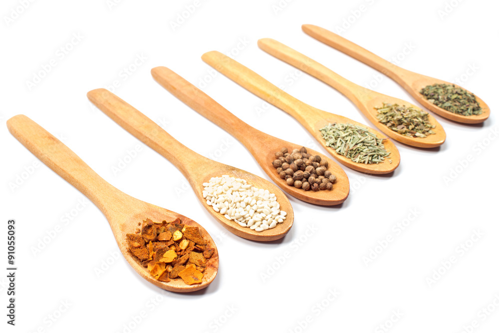 Various spices isolated on white Various spices isolated on white