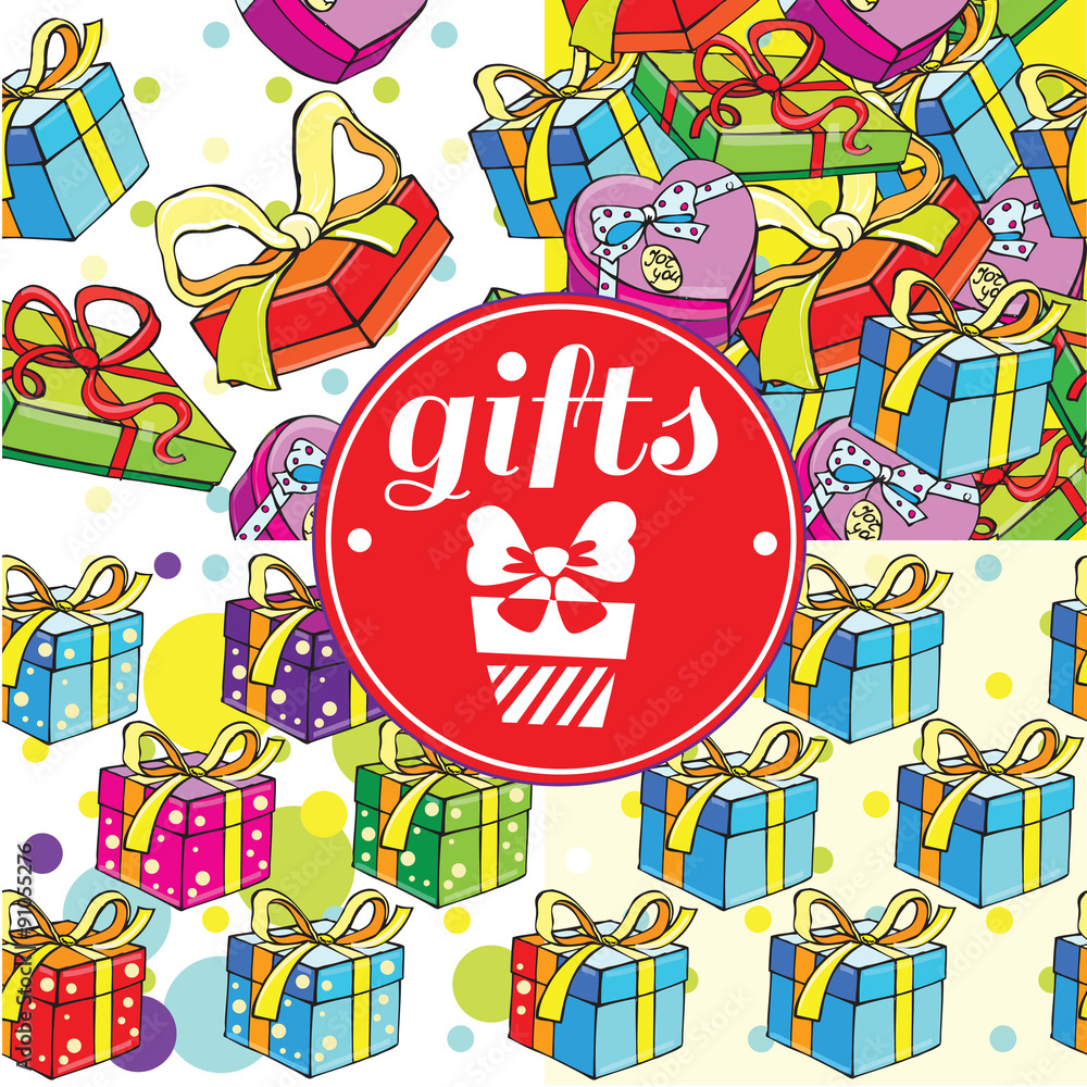 seamless pattern boxes for gifts collection