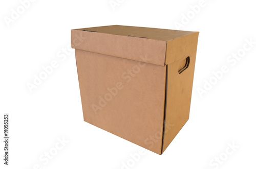 Simple brown carton box, isolated on white background © photoraidz