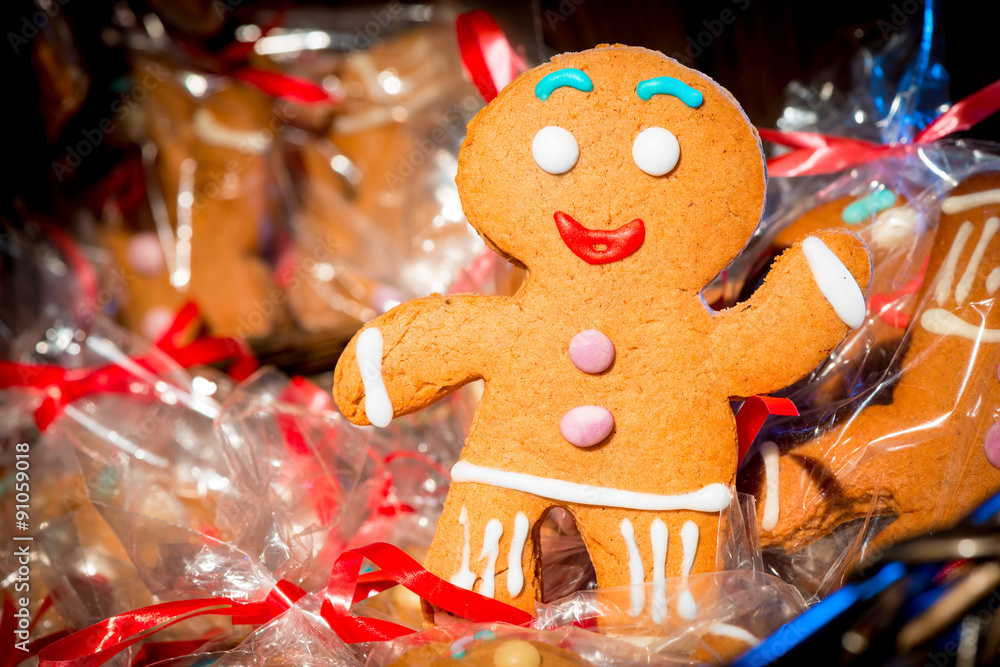 Christmas gingerbread man cheery photograph closeup
