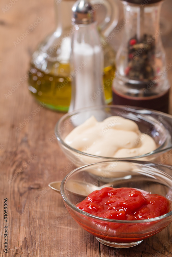 Set of seasoning and sauces