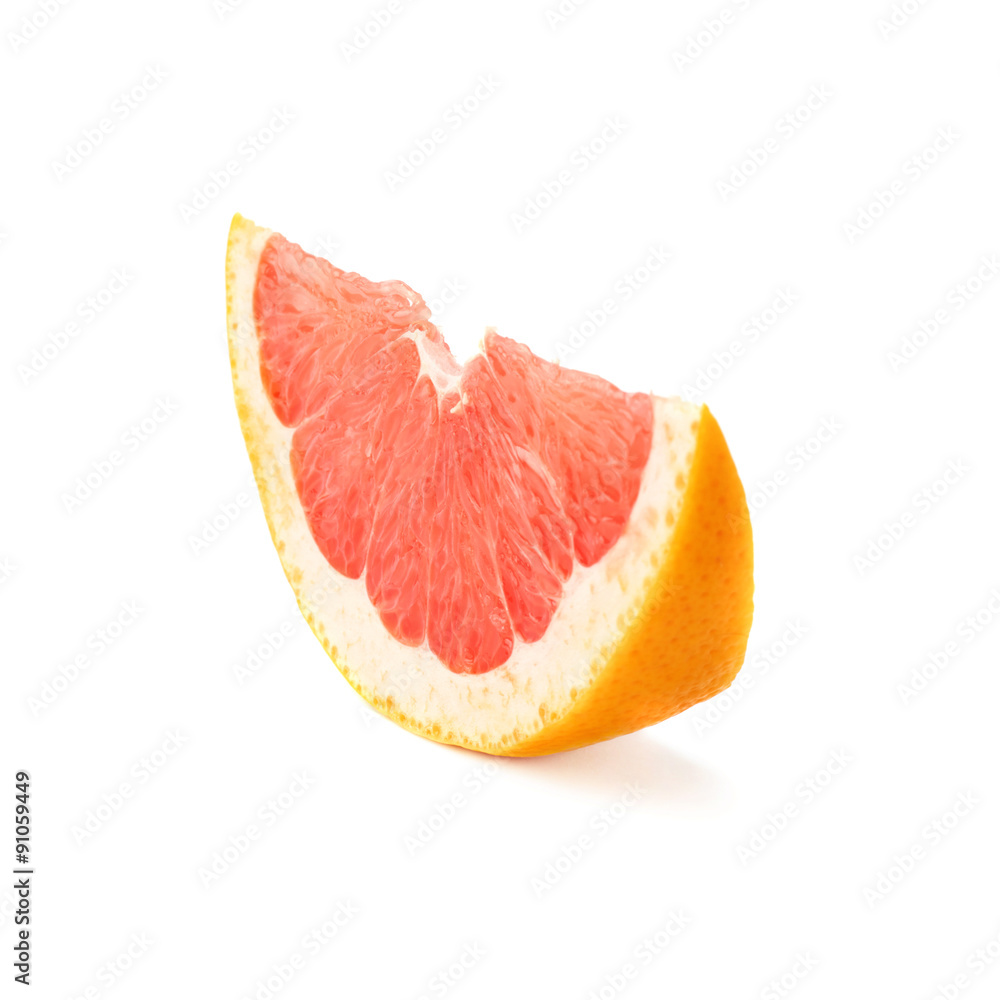 Slice section of grapefruit isolated over the white background