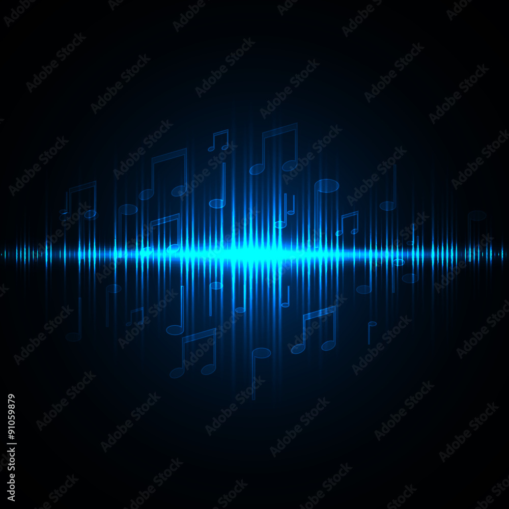 Sound waves oscillating glow light. Abstract technology background Sound waves oscillating glow light. Abstract technology background