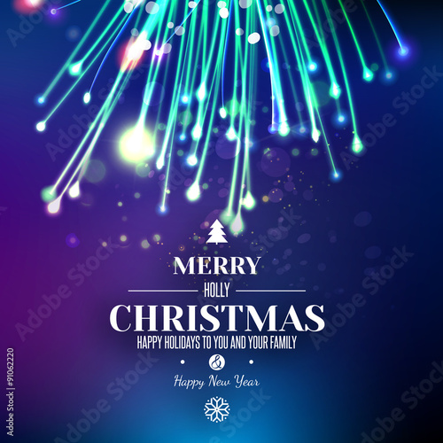 Abstract Xmas firework at blue space background