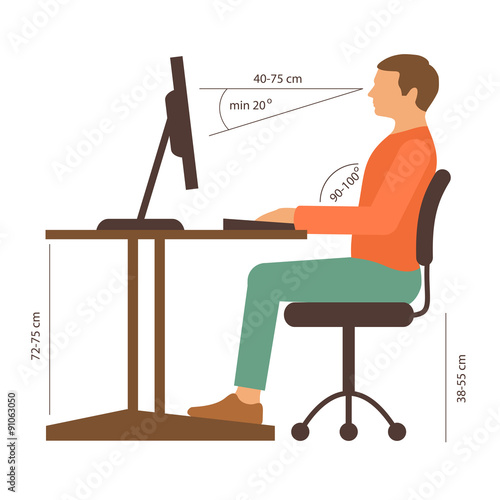 correct back position, vector illustration right  person posture