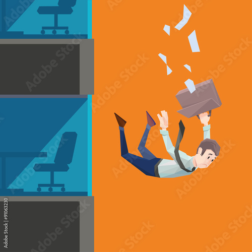 Man in office wear falls from a building