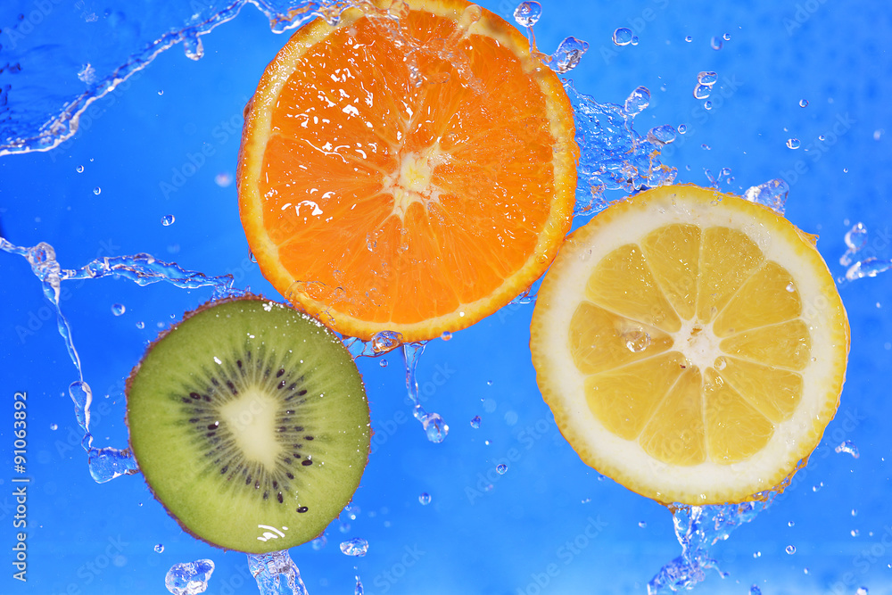 slices of kiwi, orange and lemon slices of kiwi, orange and lemon