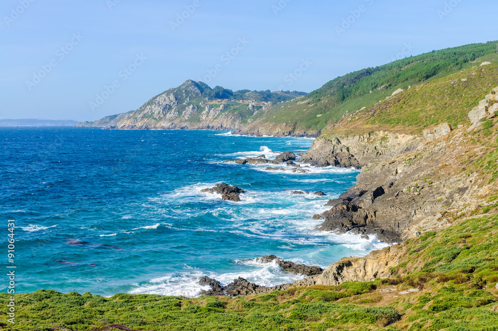 view of the rocky coast of ocean
