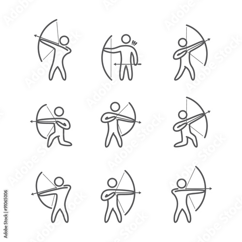 Outline archery icons set