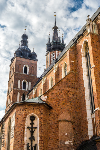 Spires of St Mary church in Krakow, Poland #91065875