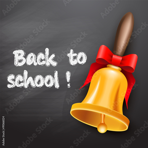 School bell with red ribbon
