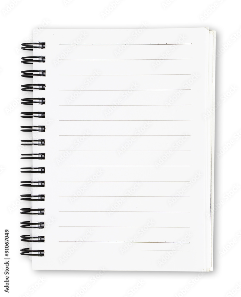 white notebook isolated with clipping path