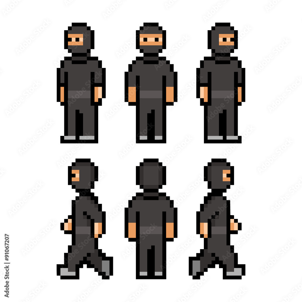 Pixel funny black ninja Pixel funny black ninja