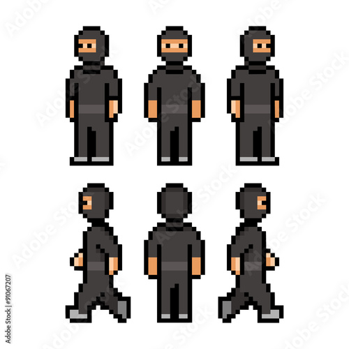 Pixel funny black ninja