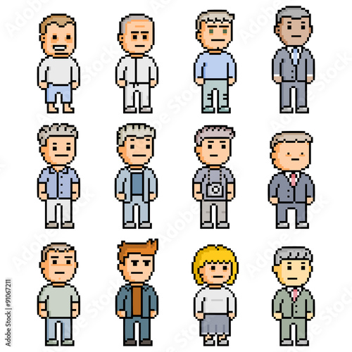 Pixel set of people