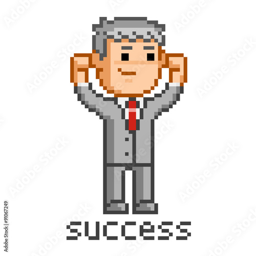 Pixel art businessman and success