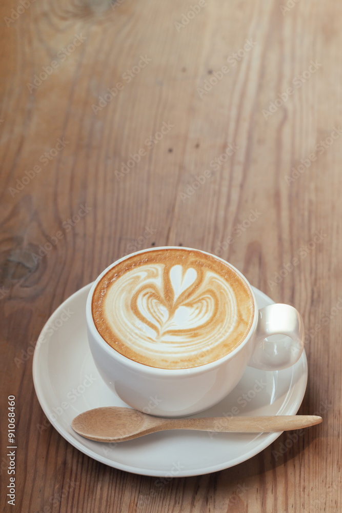 Obraz premium Latte art coffee cup - vintage effect style pictures