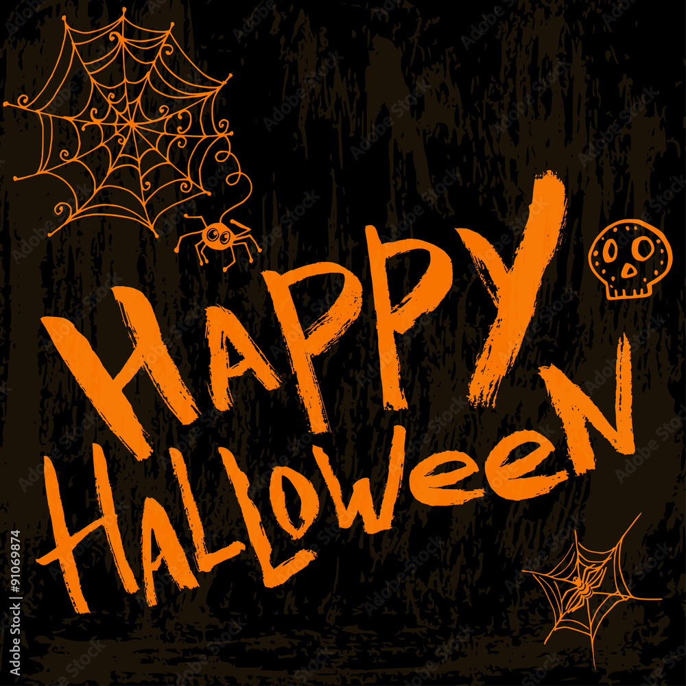 Happy halloween - template for greeting card in grunge style.