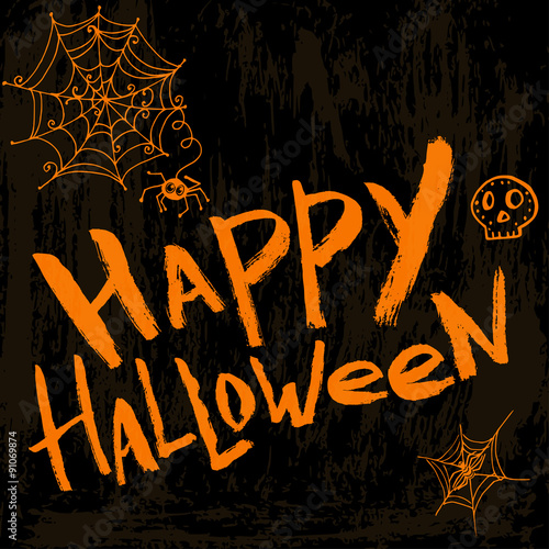 Happy halloween - template for greeting card in grunge style.