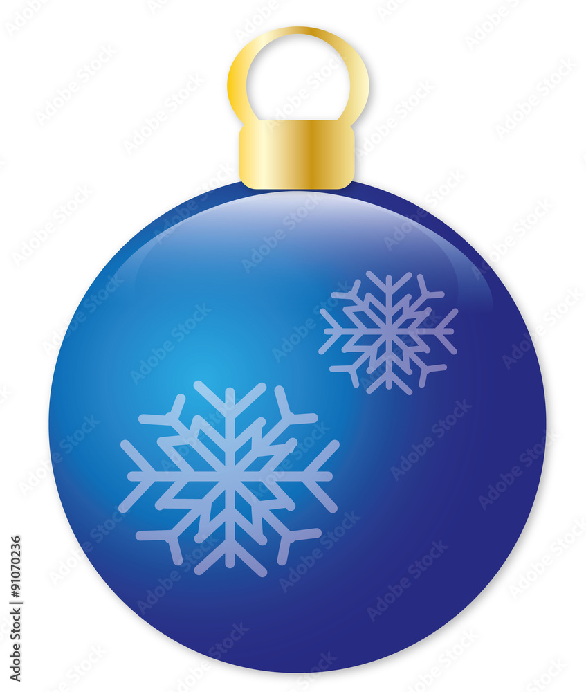 blaue Christbaumkugel mit Schneeklofkce blaue Christbaumkugel mit Schneeklofkce