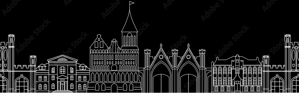 Seamless pattern with architectural monuments.