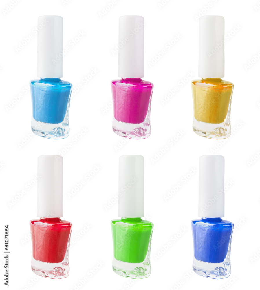 bright nail polish on white background bright nail polish on white background