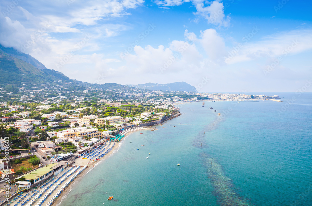 Coastal landscape with beach of Forio, Ischia