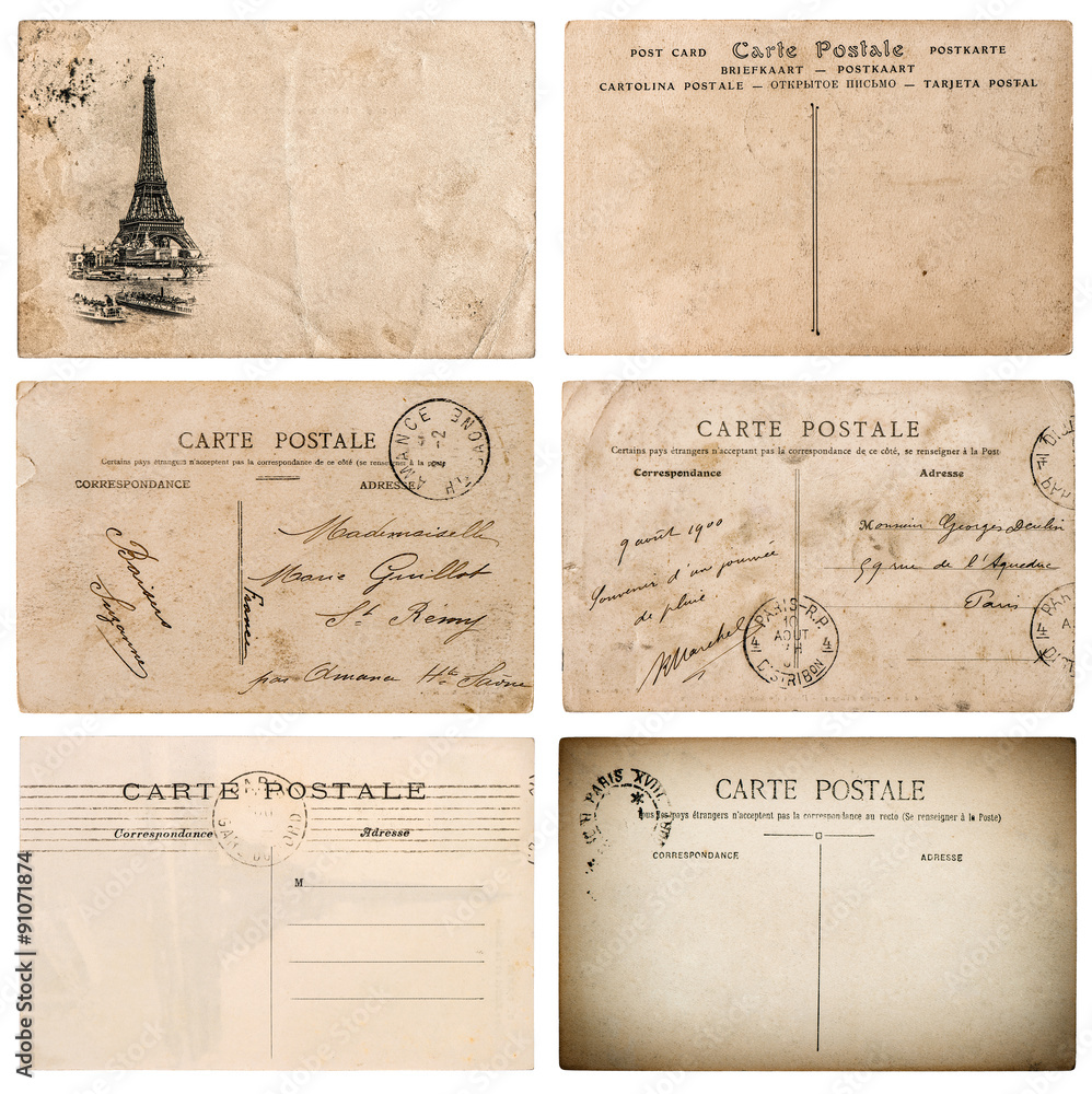 Used Vintage Oldfashioned French Envelope Inscription Stock Photo