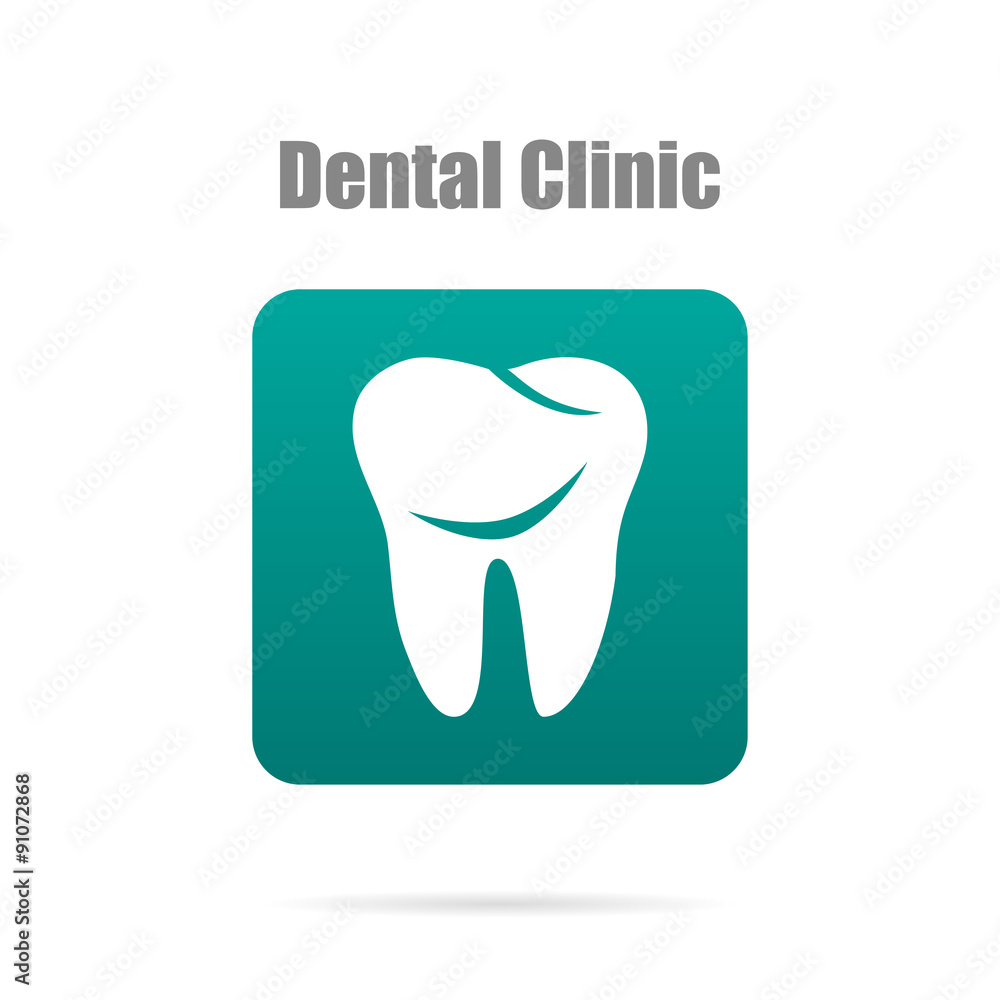 Tooth logo in green rectangle with shadow Tooth logo in green rectangle with shadow