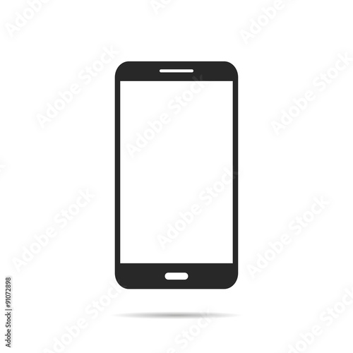 Phone icon in flat design with shadow