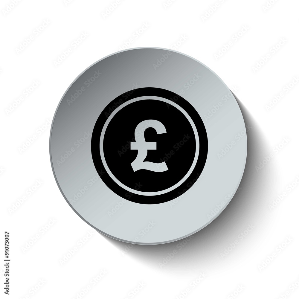 Pound sign. Money icon. Coin icon. Vector Illustration. Button. Pound sign. Money icon. Coin icon. Vector Illustration. Button.