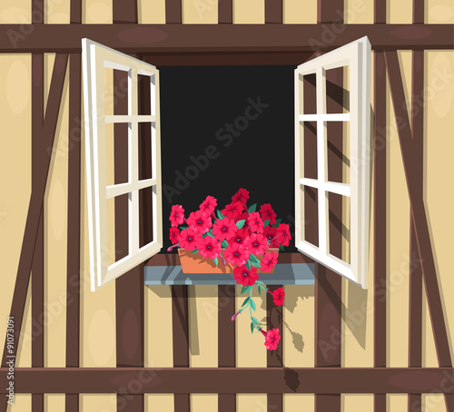 Half-timbered house window