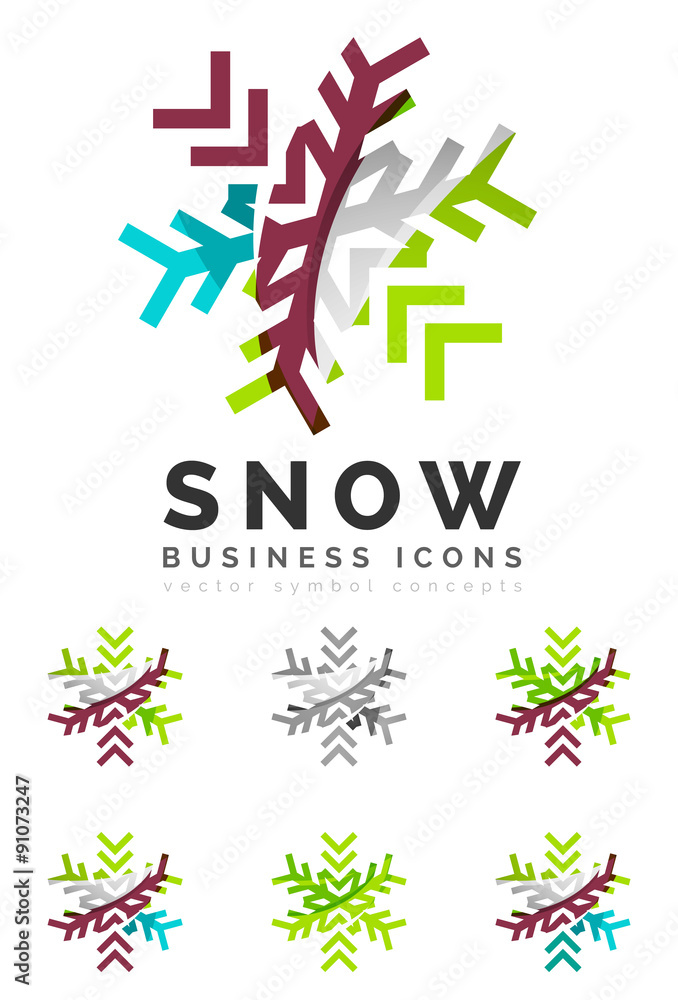 Set of abstract colorful snowflake logo icons, winter concepts Set of abstract colorful snowflake logo icons, winter concepts