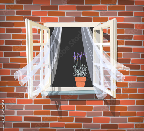 Open window with lavender