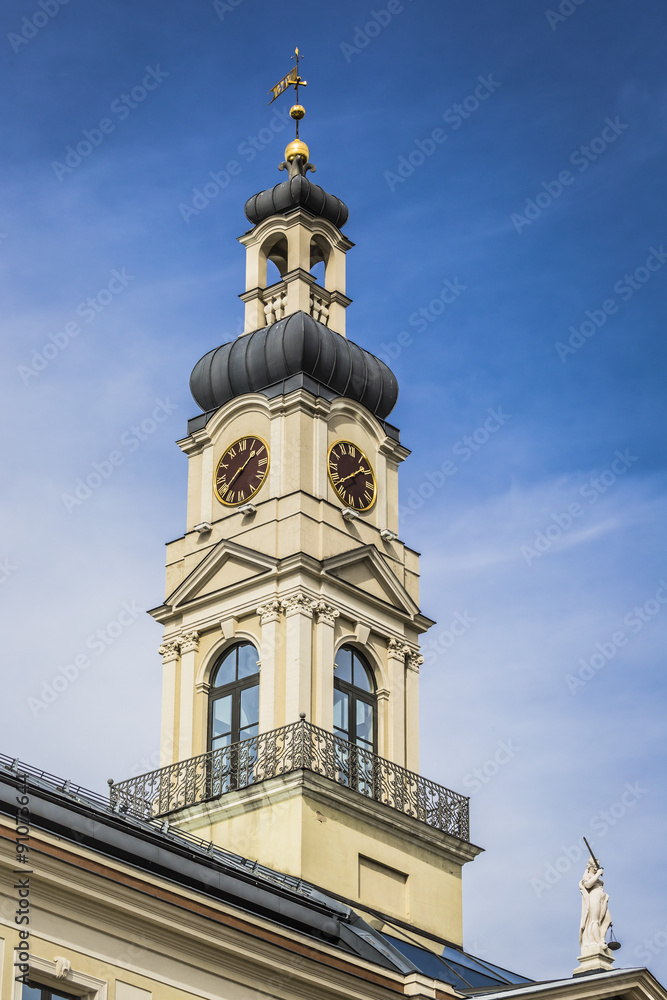  View of City hall tower and the main square in old city of Riga