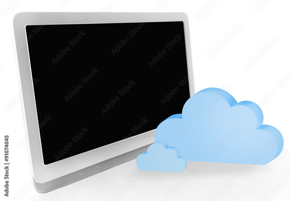 Tablet PC with clouds. Cloud computing concept Tablet PC with clouds. Cloud computing concept