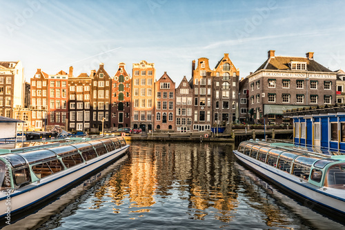 Traditional old buildings in downtown Amsterdam, The Netherlands