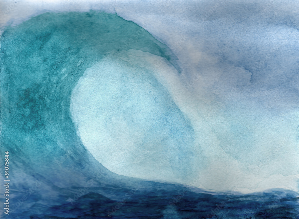 Obraz Fala oceanu w akwareli
