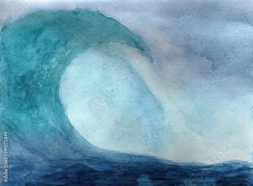 Obraz na płótnie Fala oceanu w akwareli