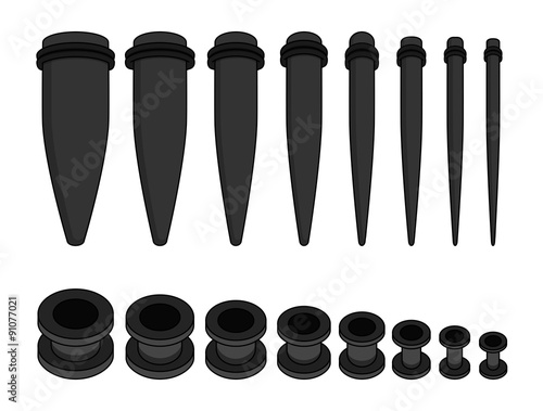 Set of ear tunnels and taper starters kit