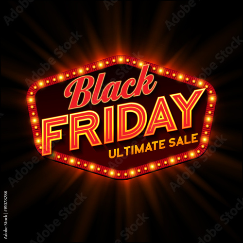 Black Friday retro light frame. Vector illustration