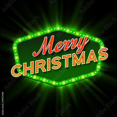 Merry Christmas Lights Frames. Vector illustration