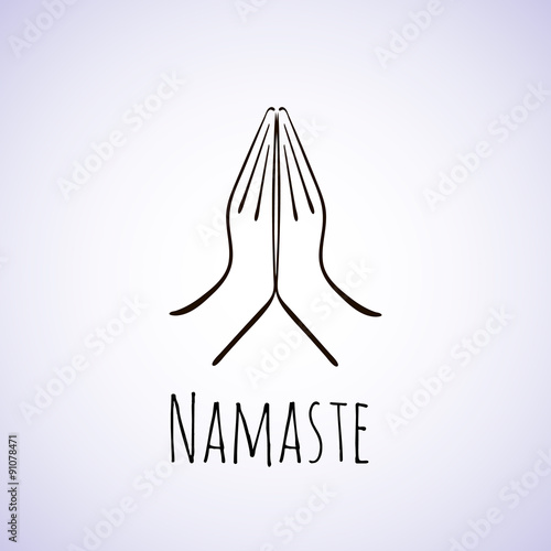 Welcome gesture of hands of Indian woman character in Namaste