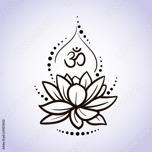 Lotus flower pattern line on isolated background. Logo for Yoga